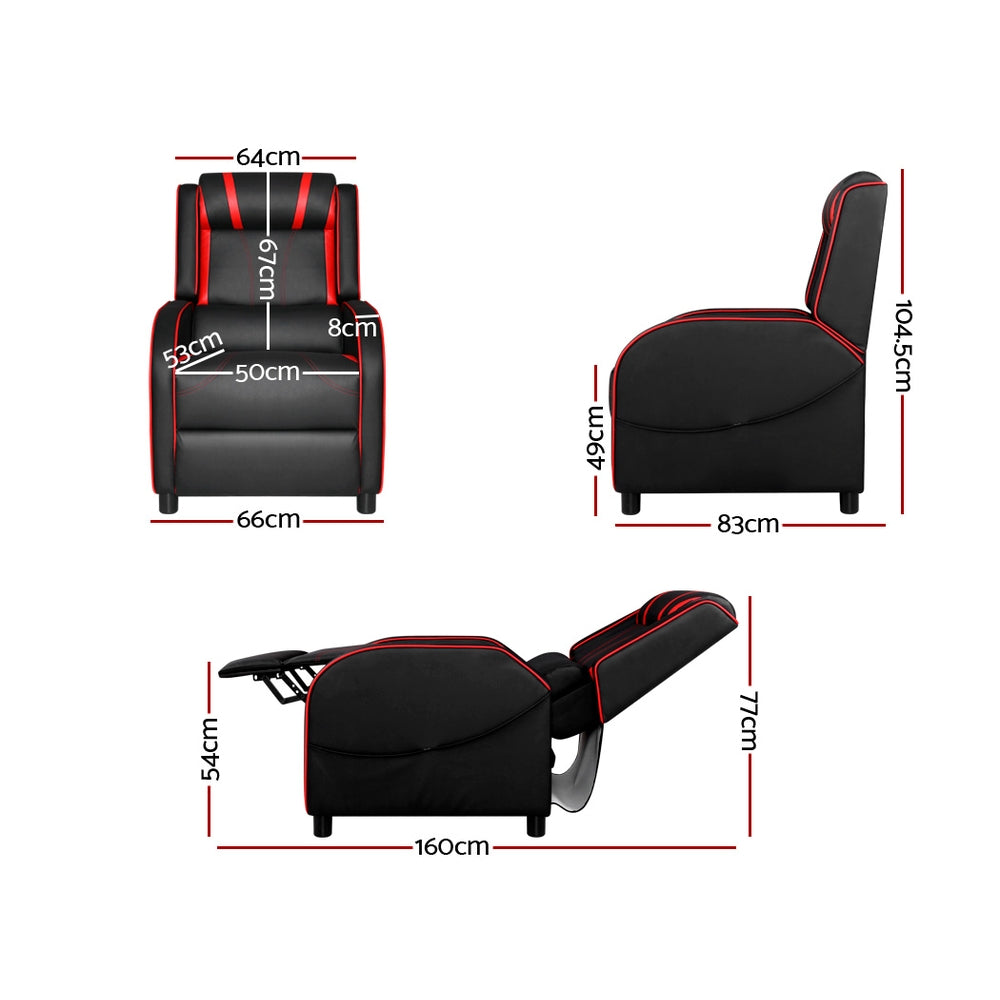 Serik Gaming Recliner Chair Leather Black