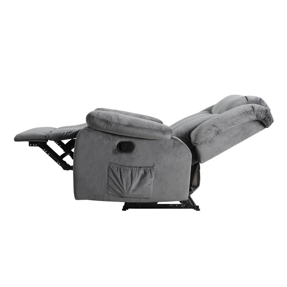 Artiss Velvet Recliner Chair Electric Massage Heated Grey