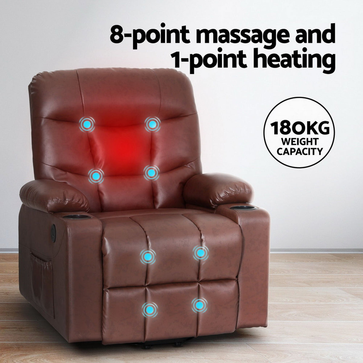 Claude Recliner Chair Lift Assist Heated Massage Chair Leather