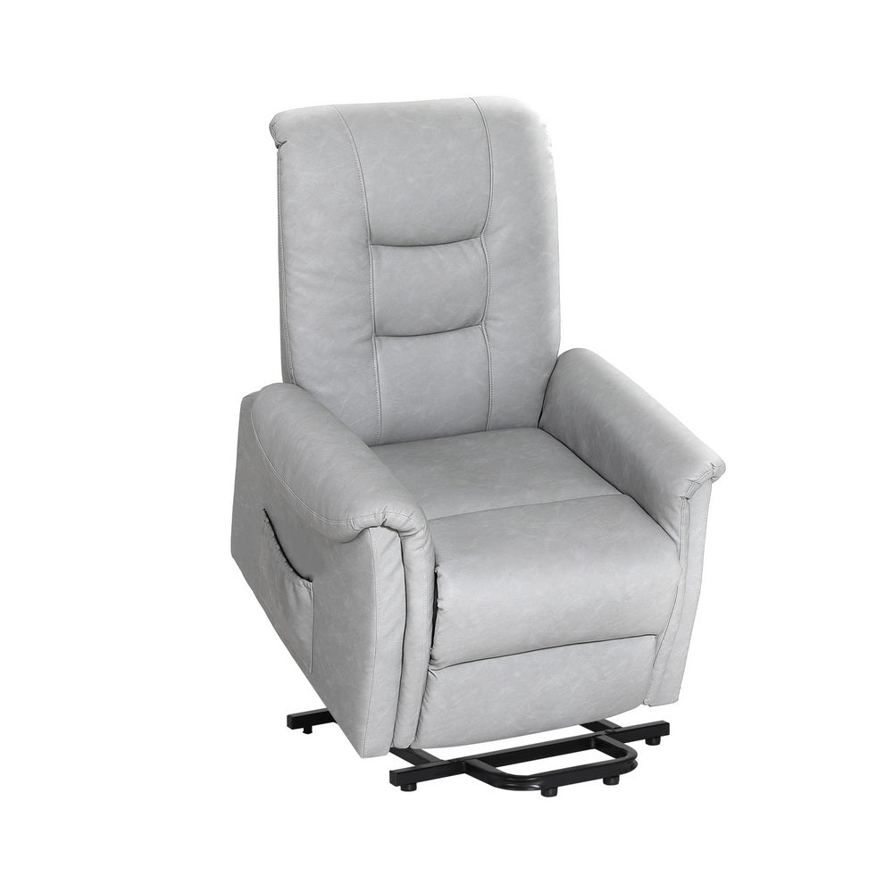 Artiss Recliner Lift Assist Chair Leather Grey