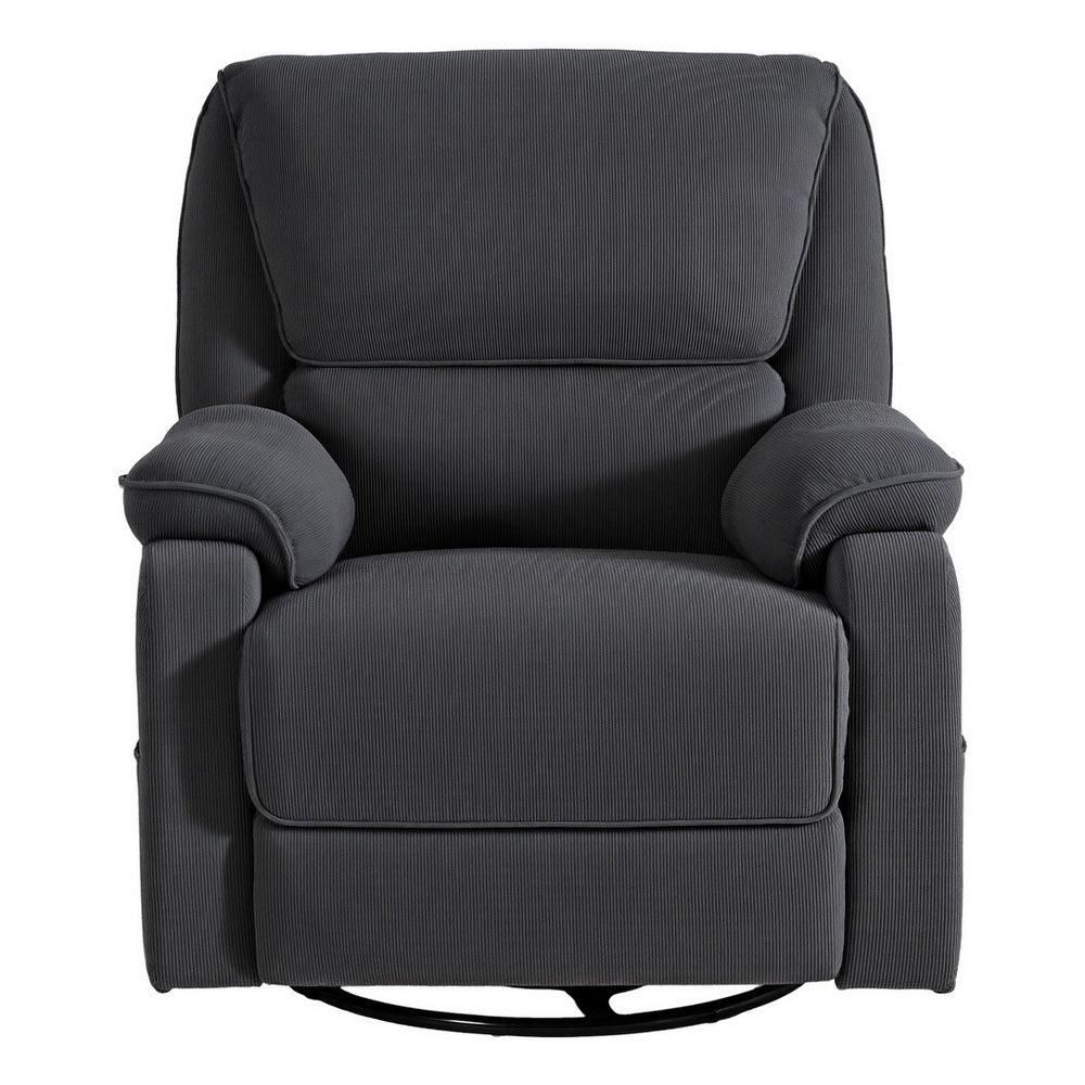 Artiss 360° Swivel Recliner Chair Heated Massage Grey Corduroy
