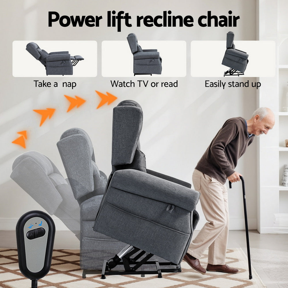 Artiss Electric Recliner Chair Power Lift Massage Heated Grey