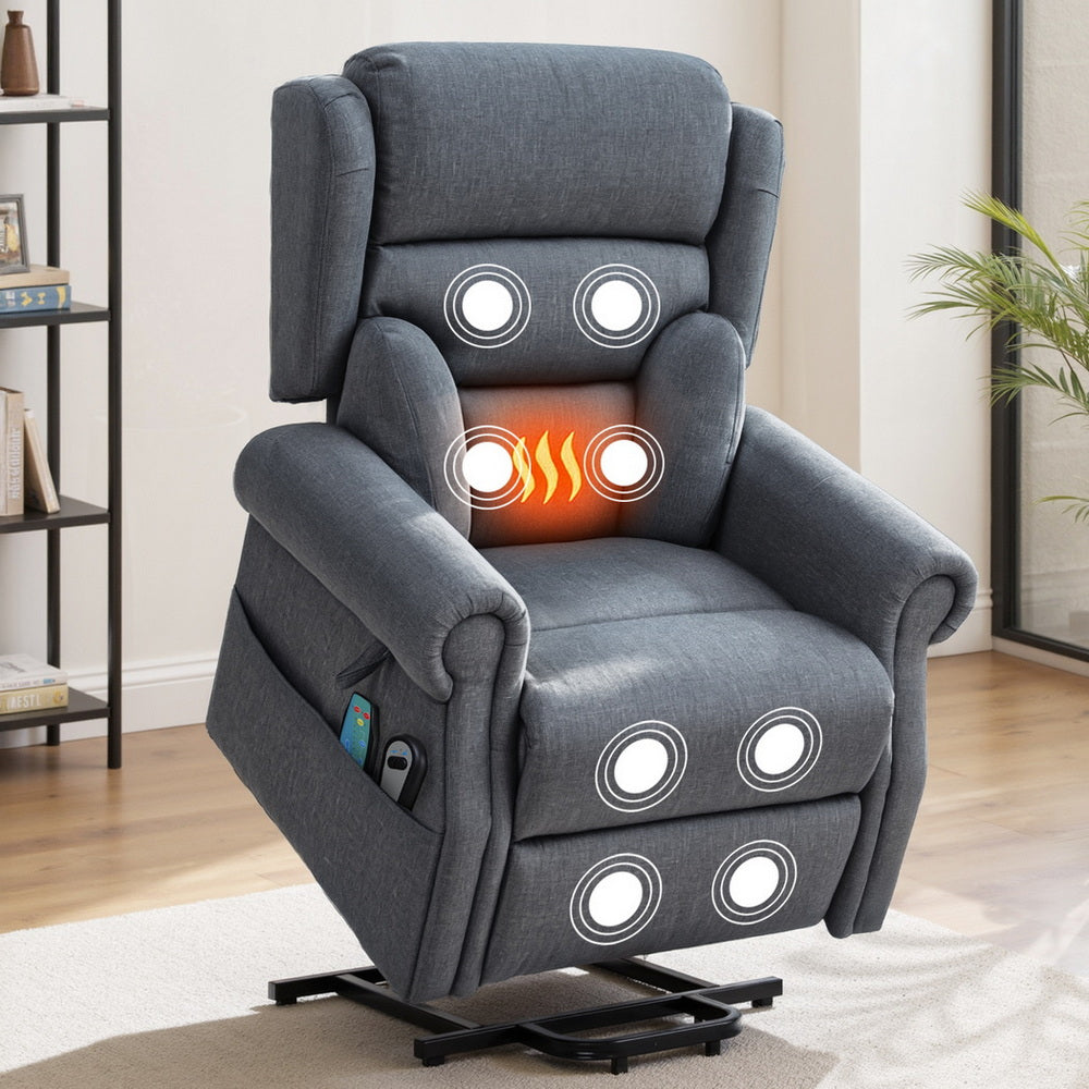 Artiss Electric Recliner Chair Power Lift Massage Heated Grey