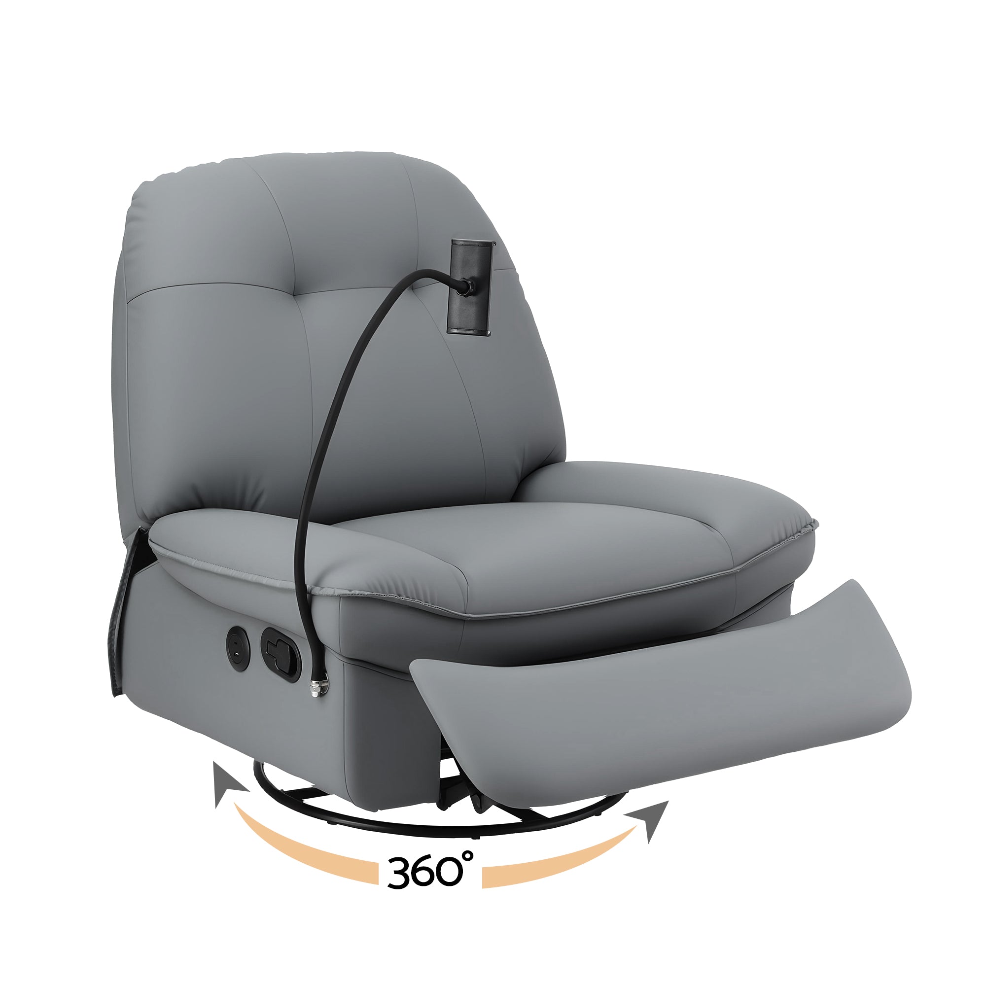 Artiss Manual Swivel Rocker Recliner with USB Ports Rocking Chair Nursery Sofa Lounge