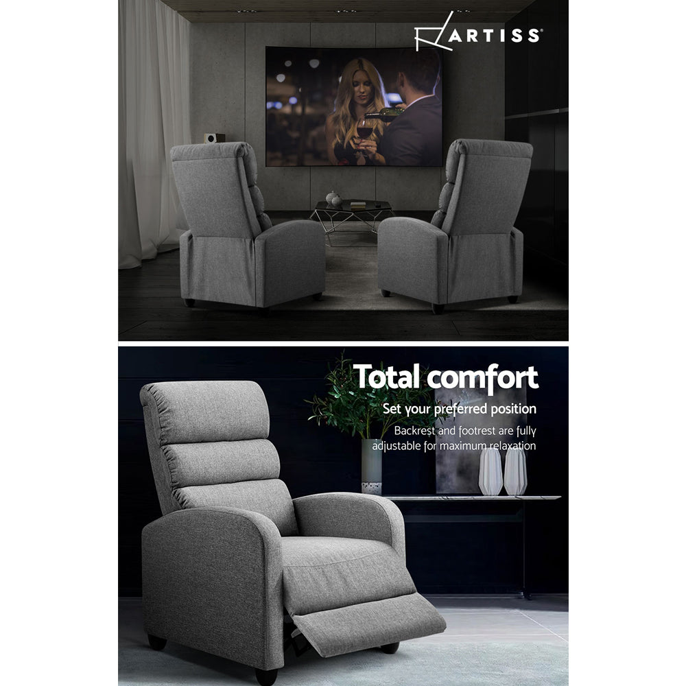 Bolivia Recliner Armchair Grey Fabric