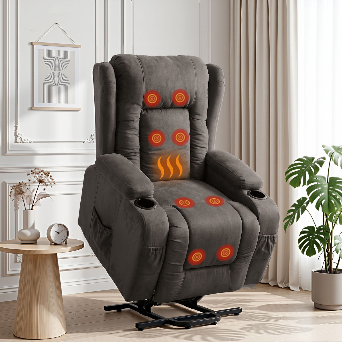 Rukwa Heated Massage Recliner Chair with Lift Assist