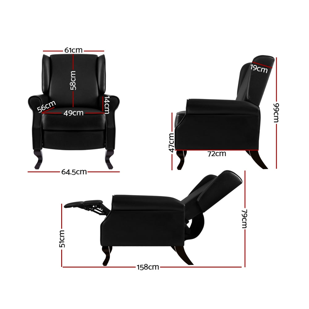 Domini Recliner Armchair Black Faux Leather