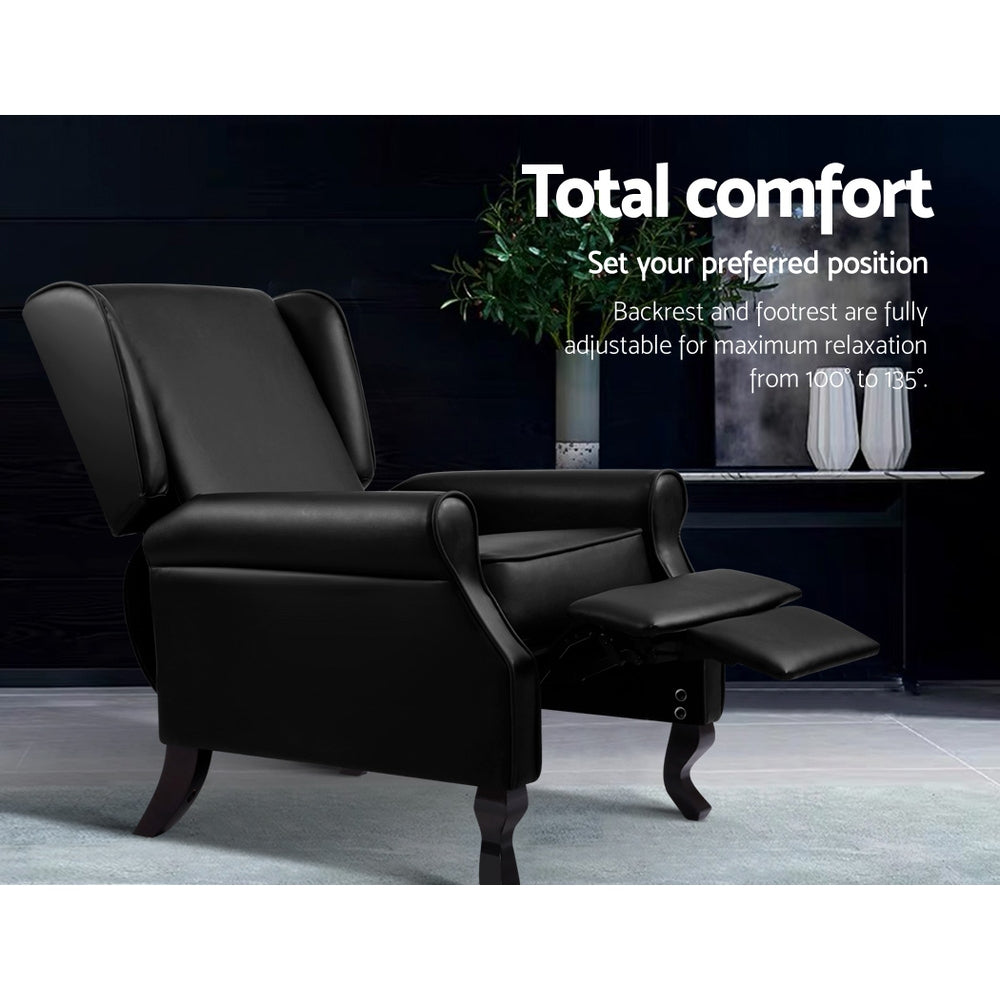 Domini Recliner Armchair Black Faux Leather
