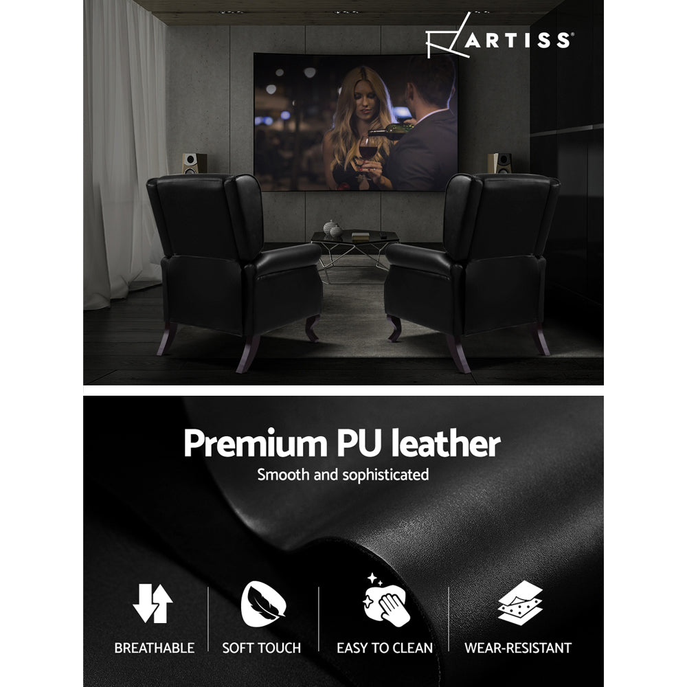 Domini Recliner Armchair Black Faux Leather