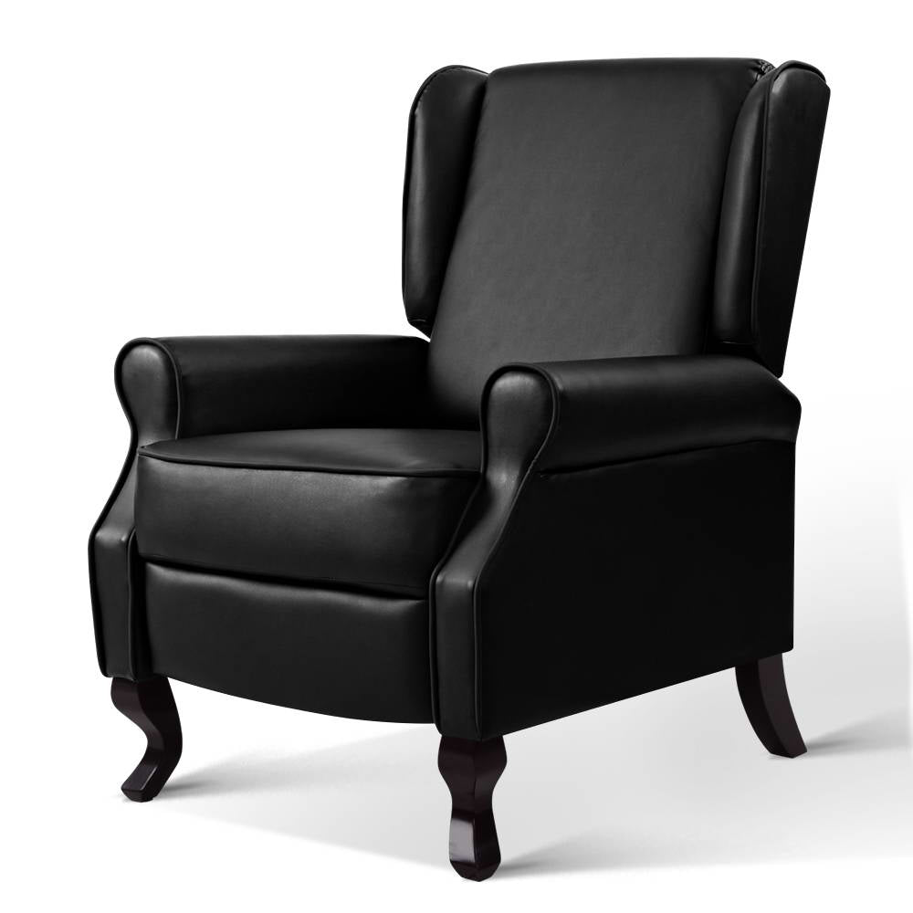 Domini Recliner Armchair Black Faux Leather