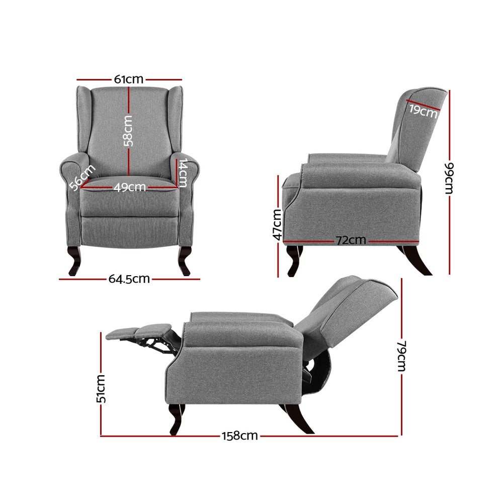 Domini Recliner Armchair Grey Fabric