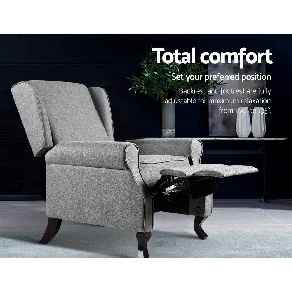 Domini Recliner Armchair Grey Fabric