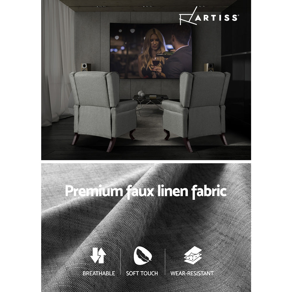 Domini Recliner Armchair Grey Fabric