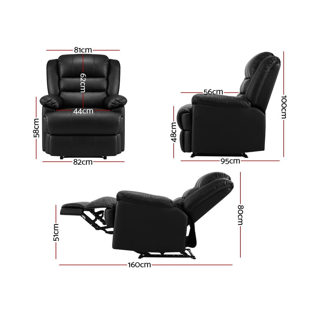 Cissy Recliner Chair Leather Black