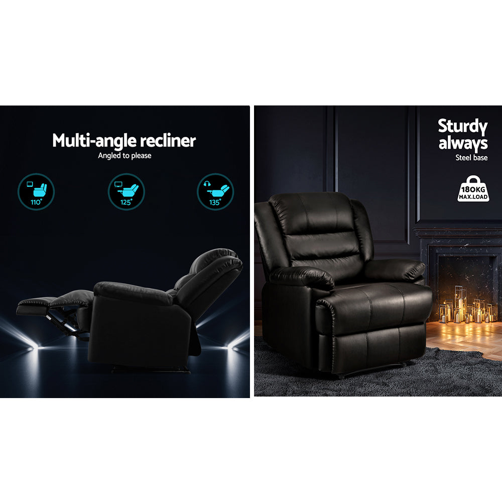 Cissy Recliner Chair Leather Black