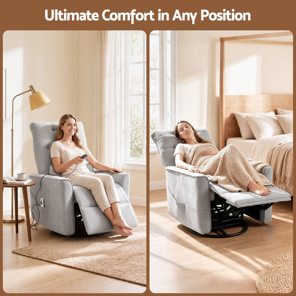Artiss Electric Massage Recliner Chair 270° Swivel, Grey