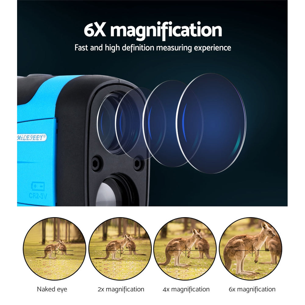Golf 600m Laser Rangefinder Black Blue 6X Magnification