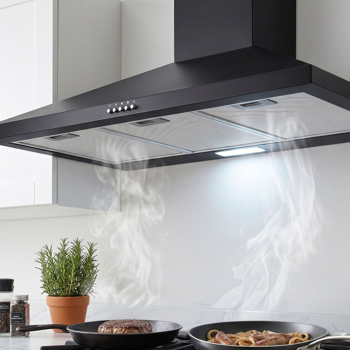 Devanti 900mm Wall Mounted Range Hood 90cm Black