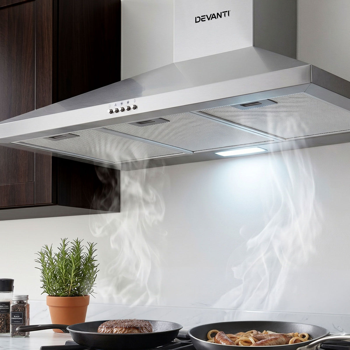 Devanti 900mm Range Hood Wall Mounted Stainless Steel