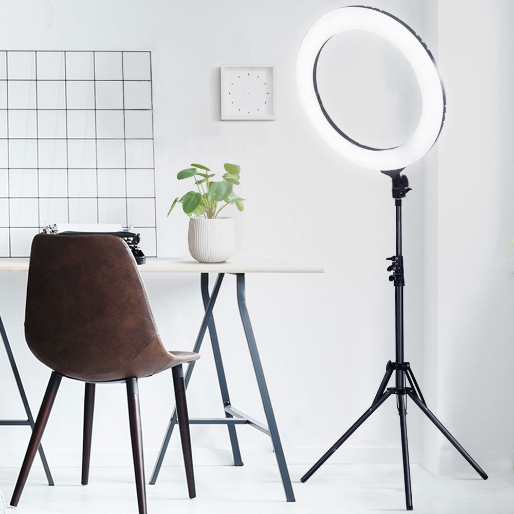 Embellir 19" LED Ring Light Tripod Stand Black