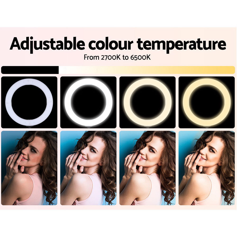 Embellir 19" LED Ring Light Tripod Stand Silver