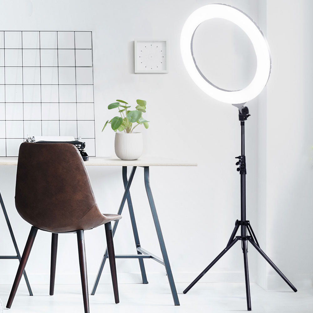 Embellir 19" LED Ring Light Tripod Stand Silver
