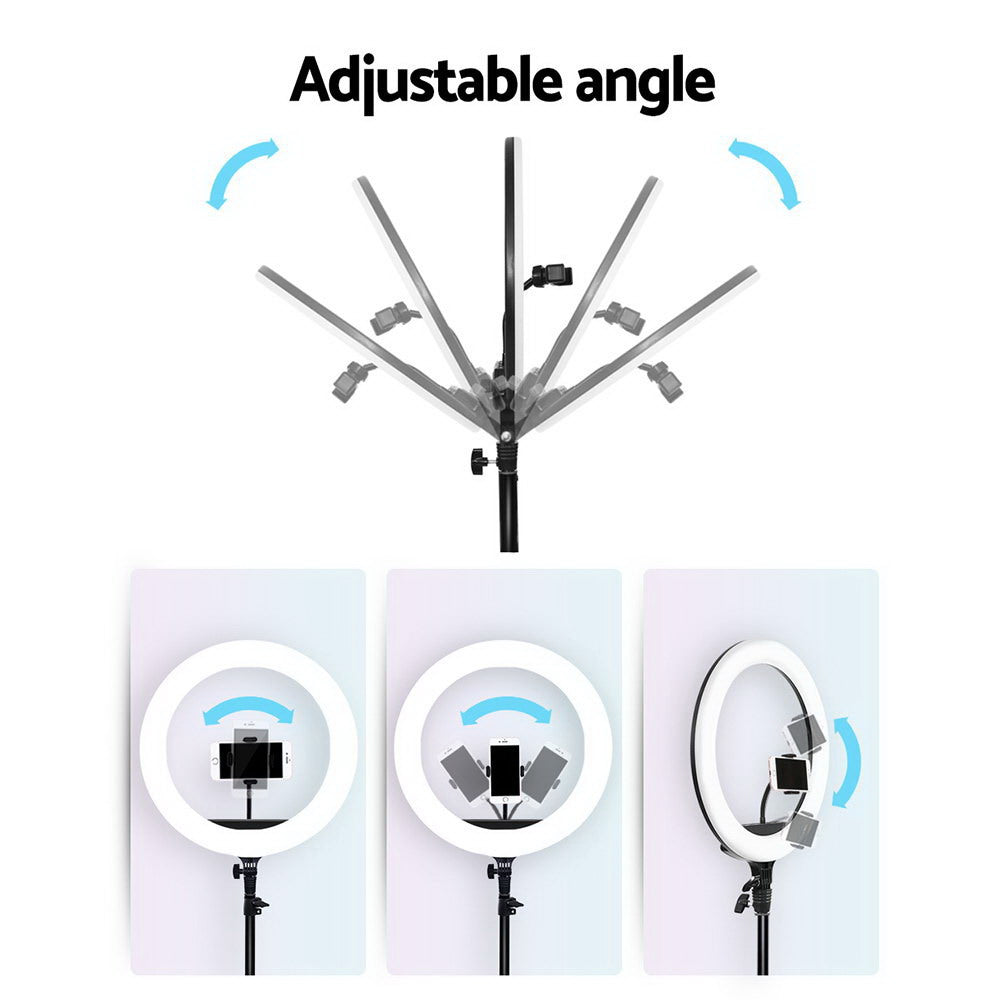 Embellir 14" LED Ring Light Tripod Stand Adjustable Brightness & Colour Temperature