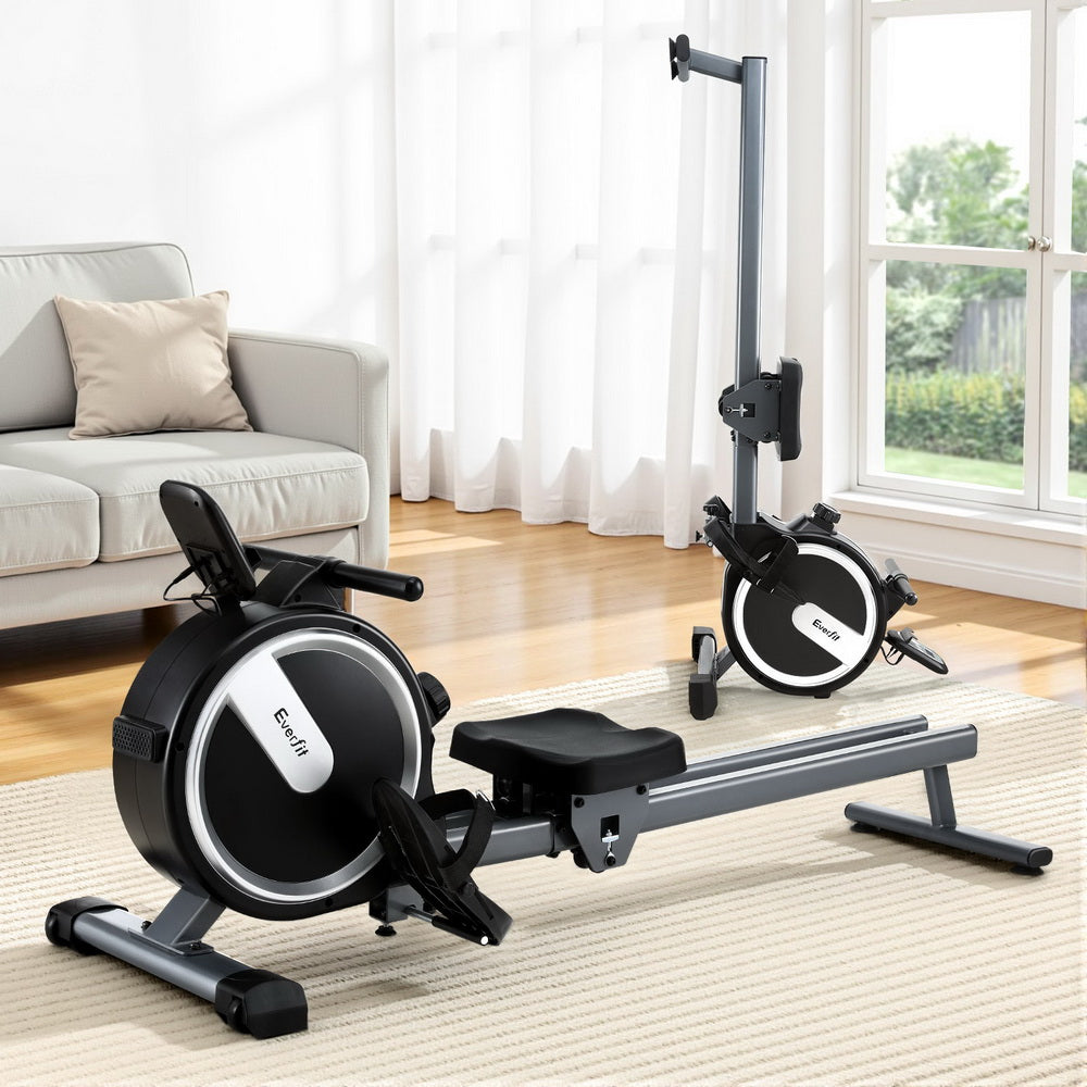 Everfit 16-Level Magnetic Rowing Machine Home Gym App Connect Black
