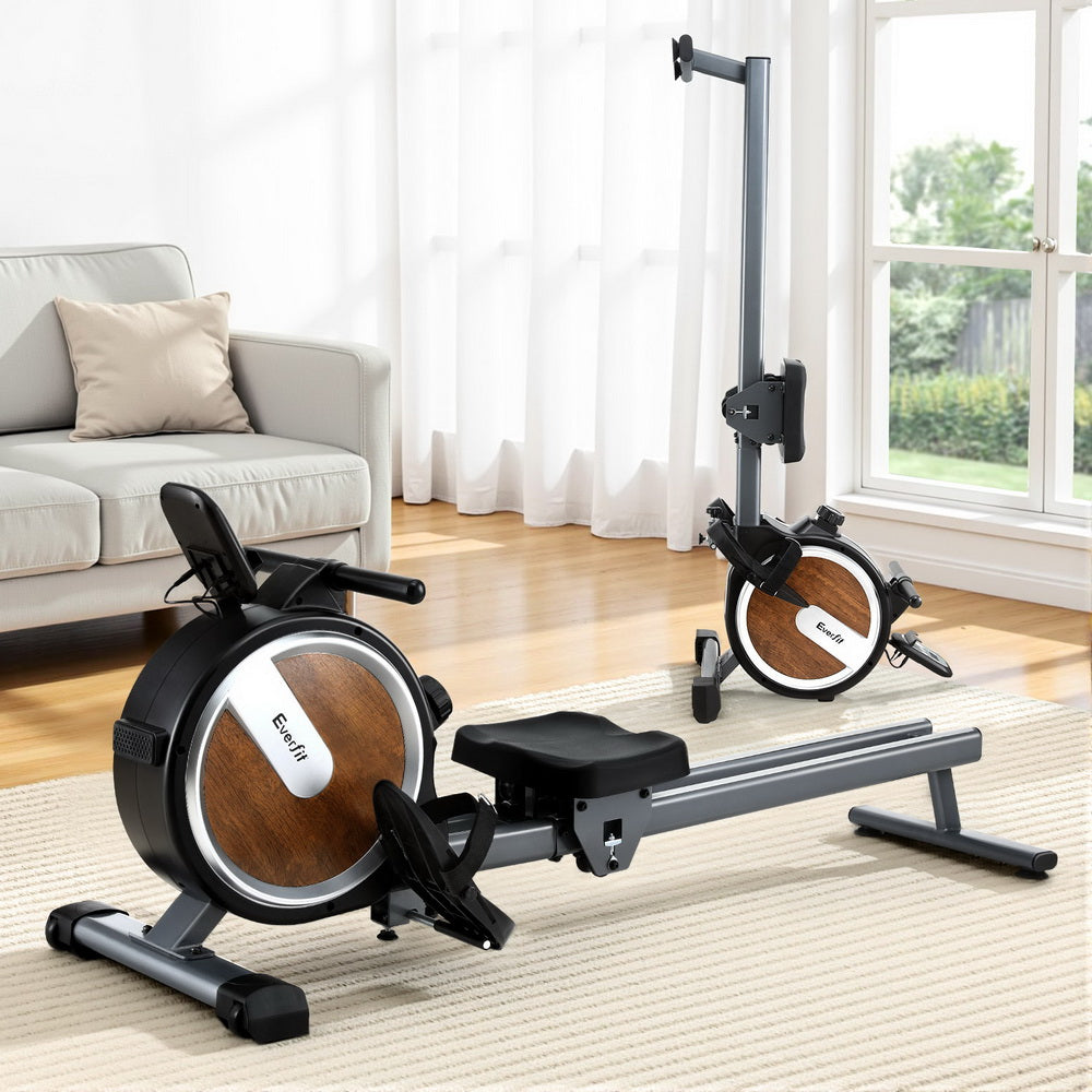 Everfit 16-Level Magnetic Rowing Machine Home Gym App Connect Walnut