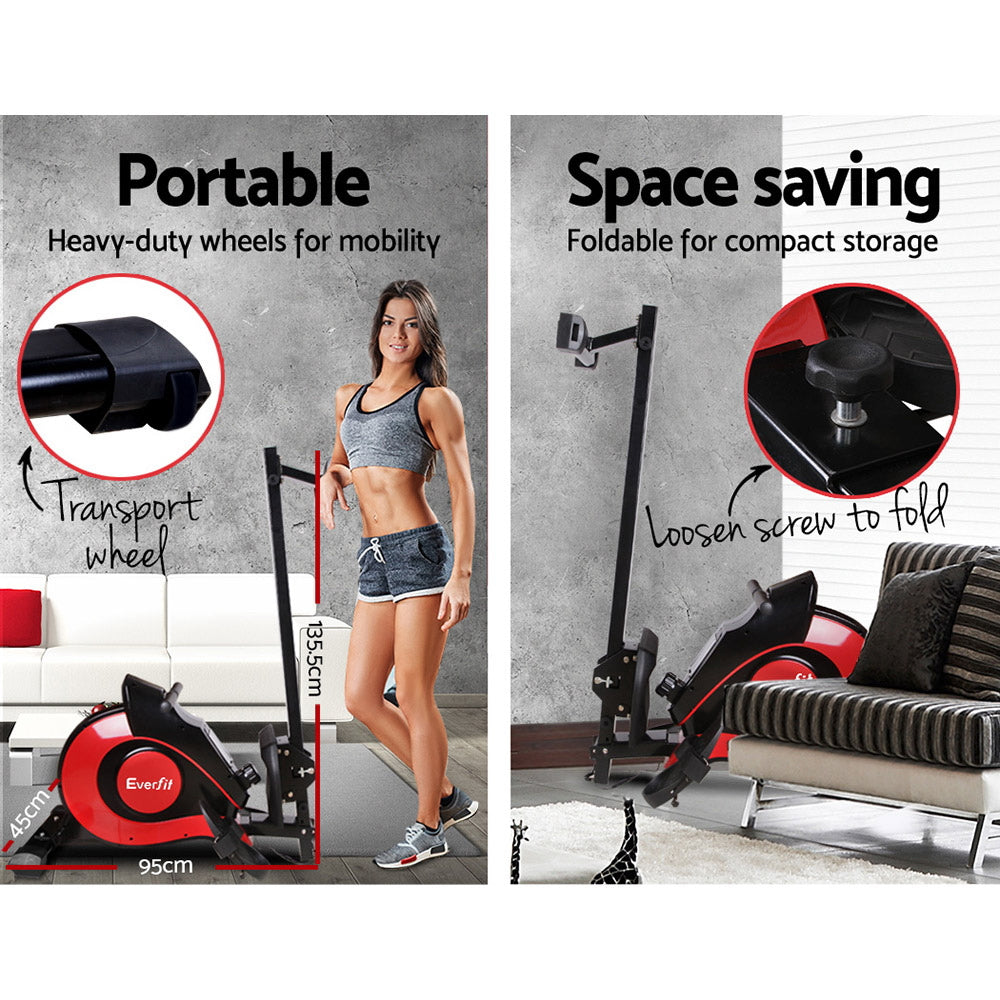 Everfit Magnetic Rowing Machine Home Gym Cardio Red