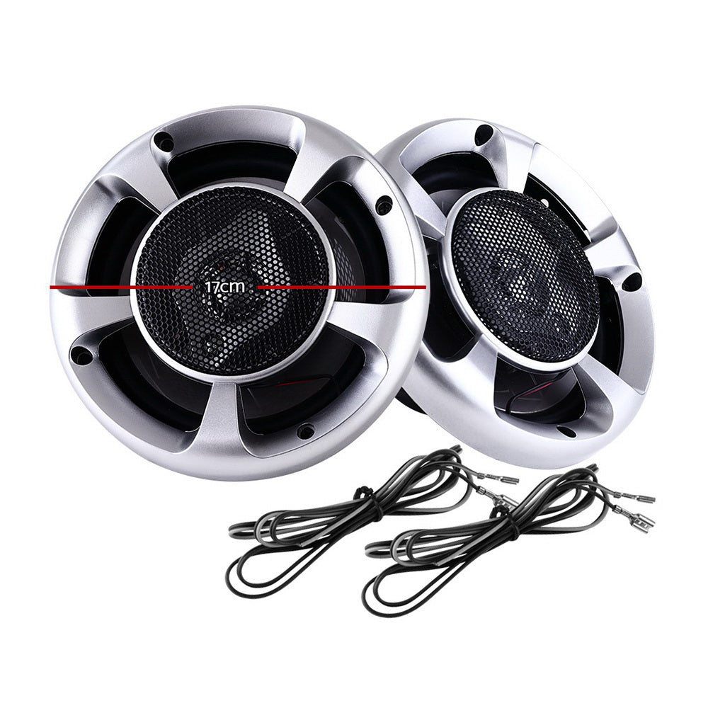 Giantz 6.5" LED Car Speakers Set White 3-Way Audio