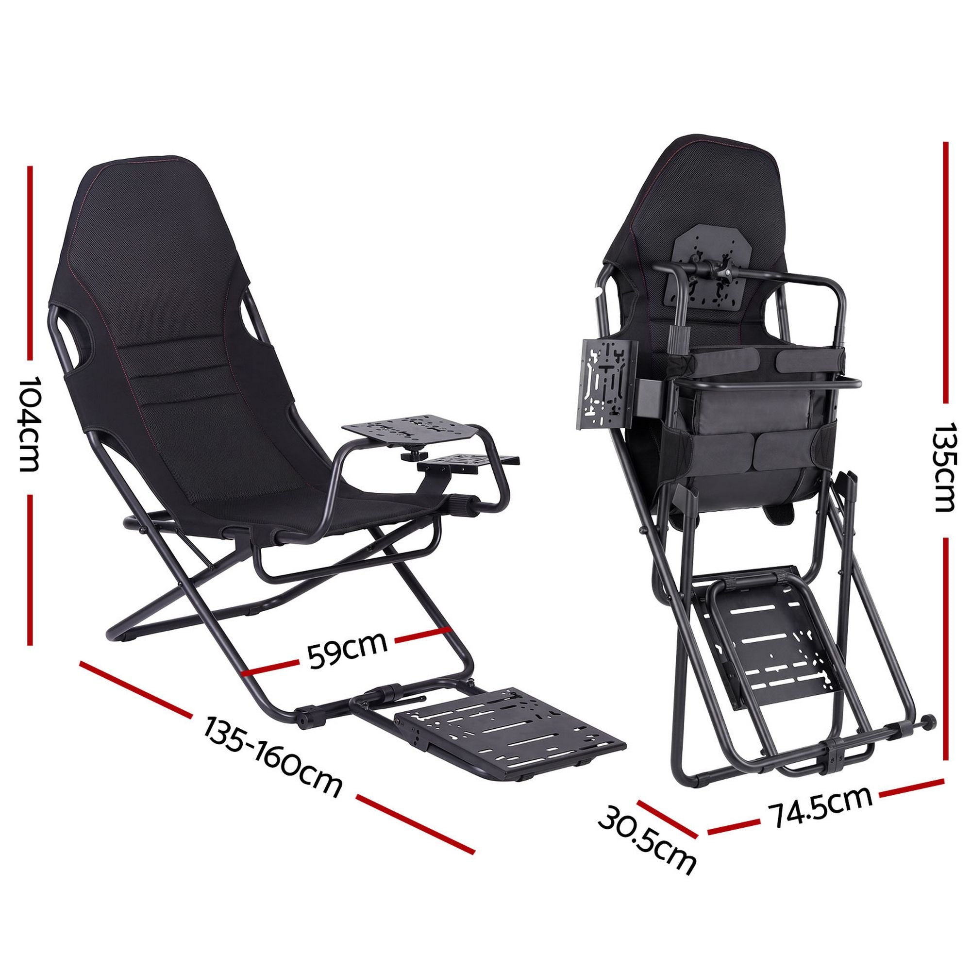 Artiss Steel Foldable Racing Simulator Cockpit Seat Wheel Stand Gear Shifter Mount Black