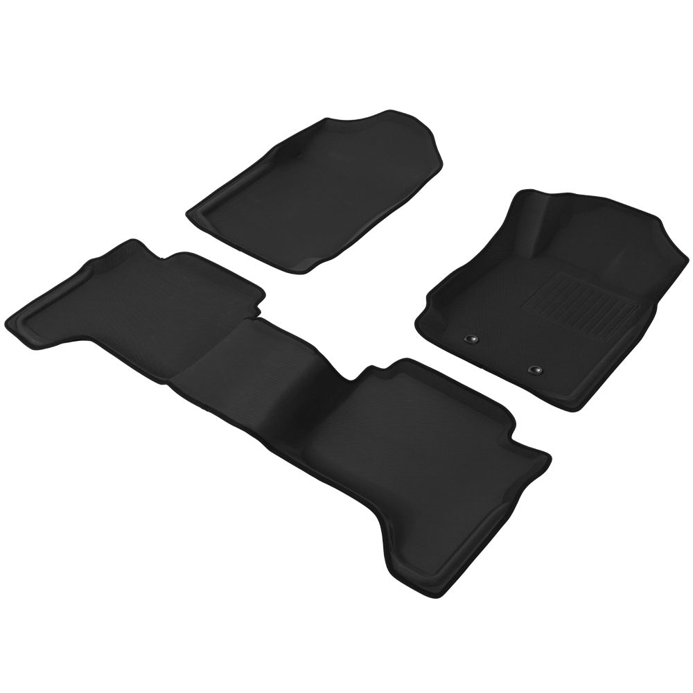 Weisshorn Ford Ranger Dual Cab 3D Rubber Floor Mats Black 2011-2022