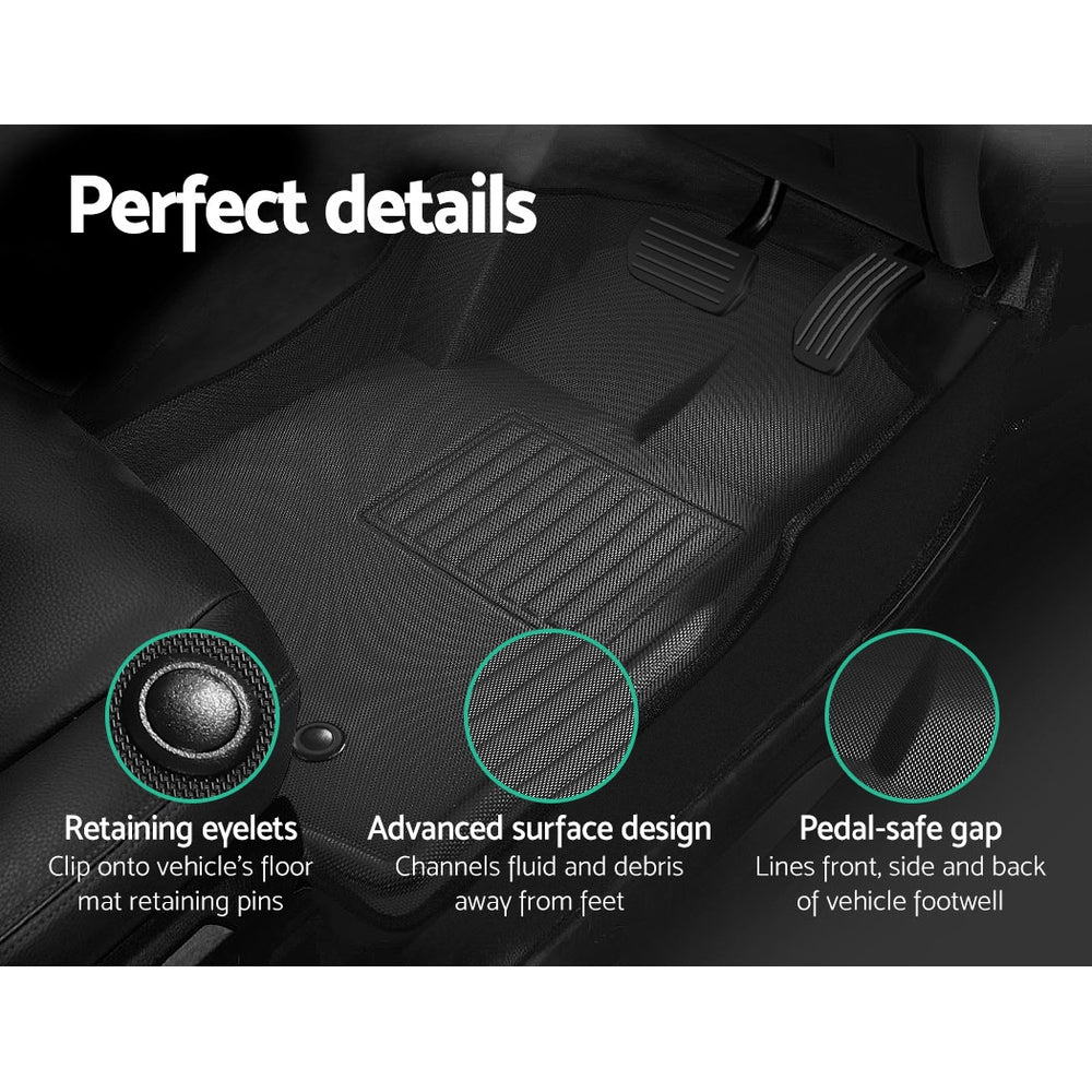 Weisshorn Ford Ranger Dual Cab 3D Rubber Floor Mats Black 2011-2022