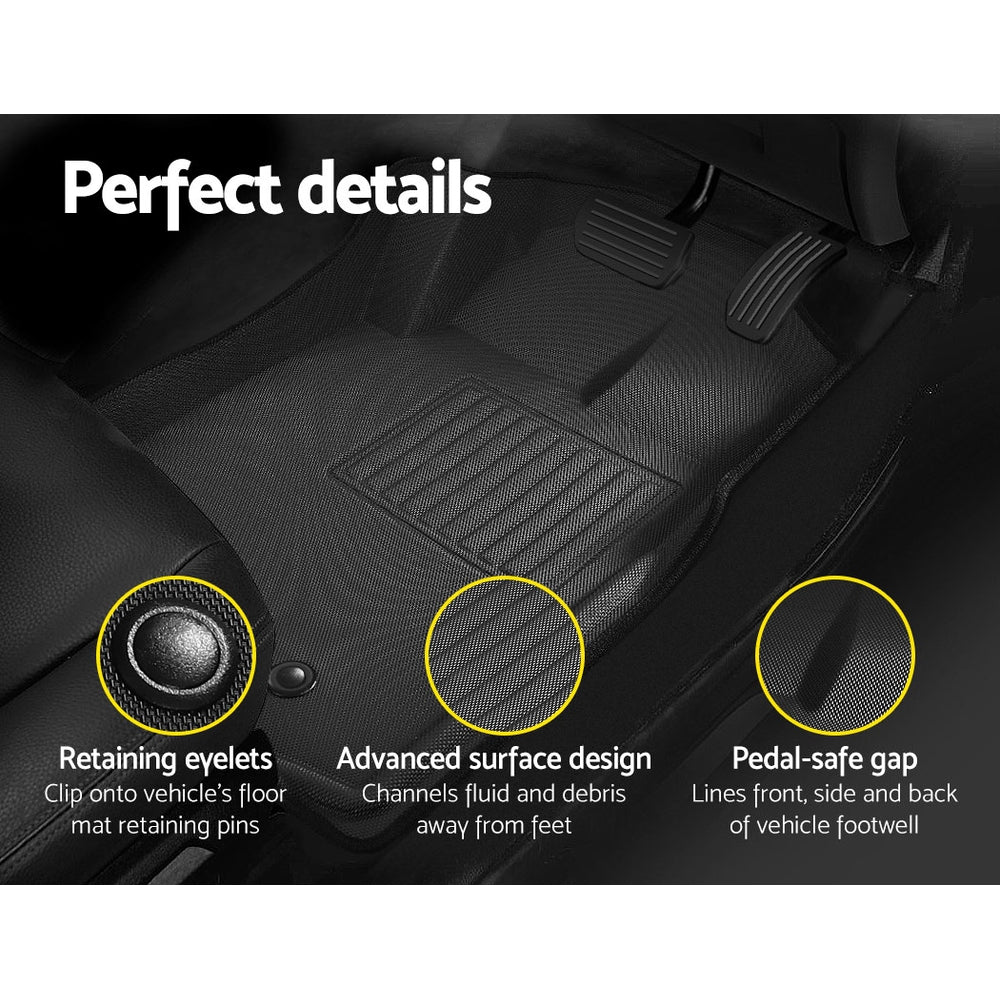 Weisshorn Rubber Car Floor Mats Black for Mazda BT50 Dual Crew Cab