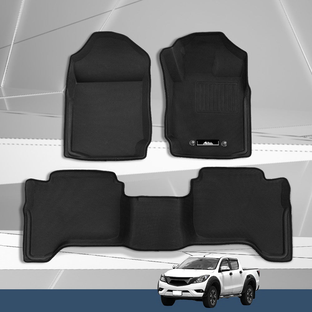 Weisshorn Rubber Car Floor Mats Black for Mazda BT50 Dual Crew Cab