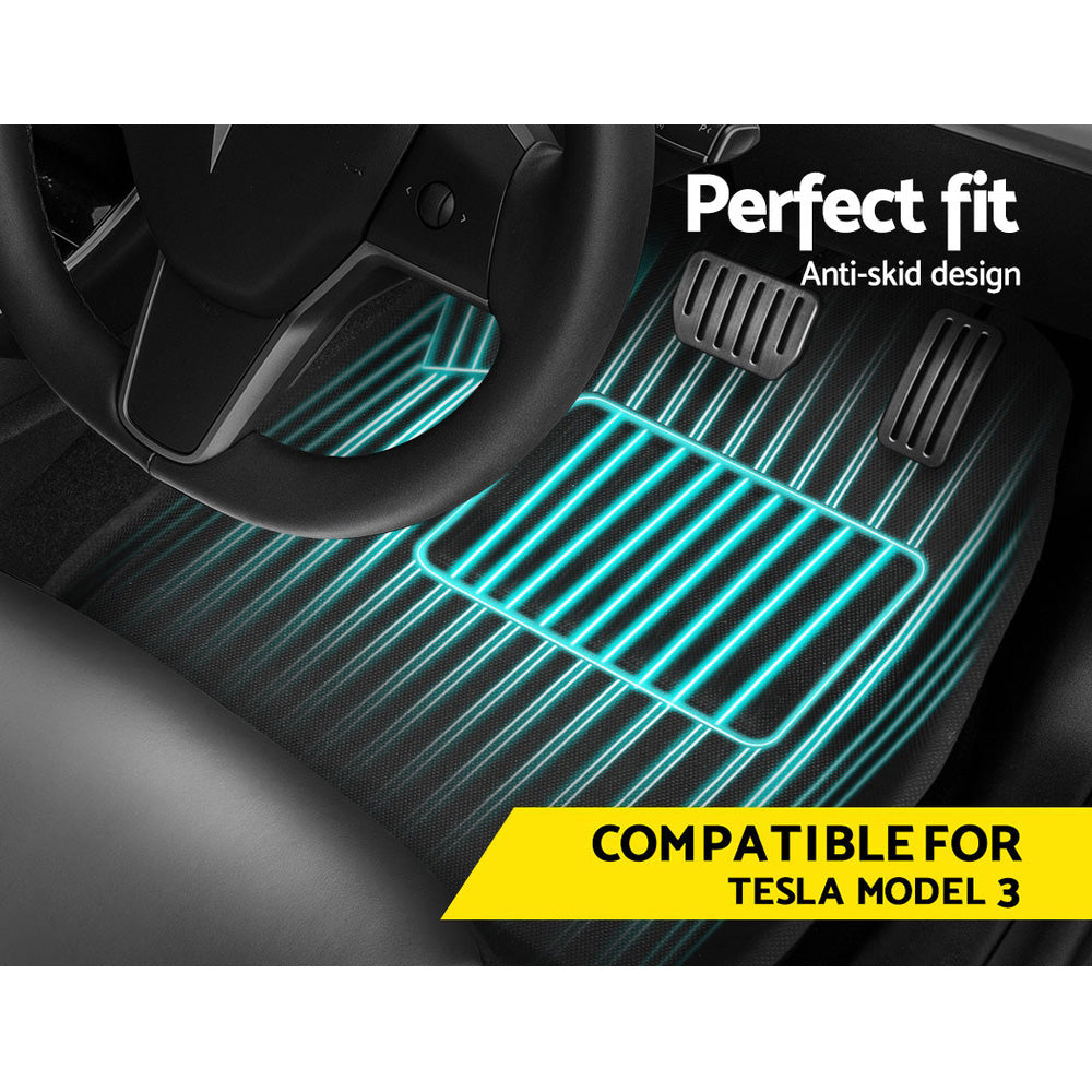 Weisshorn Tesla Model 3 Car Floor Mats Rubber Black