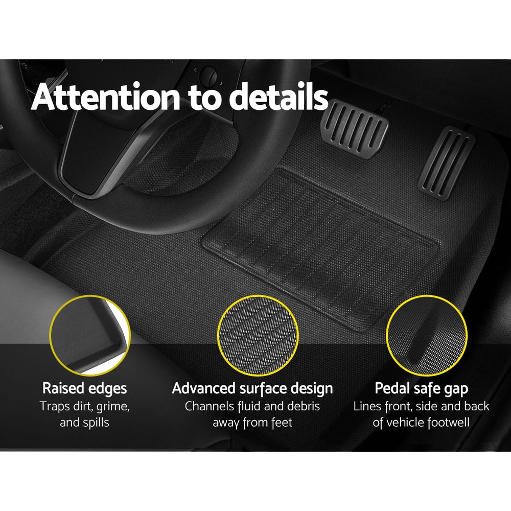 Weisshorn Tesla Model 3 Car Floor Mats Rubber Black