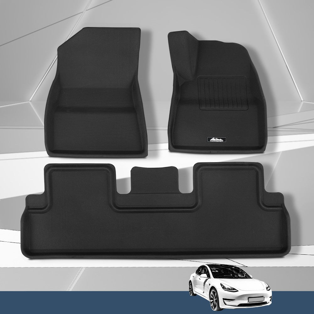 Weisshorn Tesla Model 3 Car Floor Mats Rubber Black