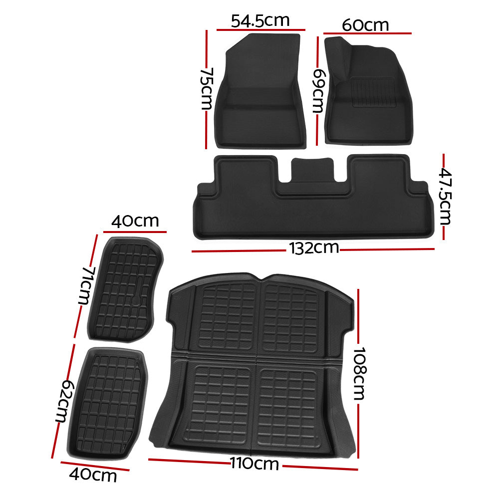 Weisshorn Tesla Model 3 Rubber Floor Mats Set Black