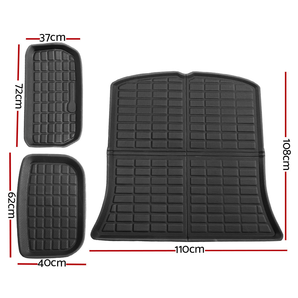 Model Y 2021-2024 Rear Front Cargo Trunk Mat Set Black
