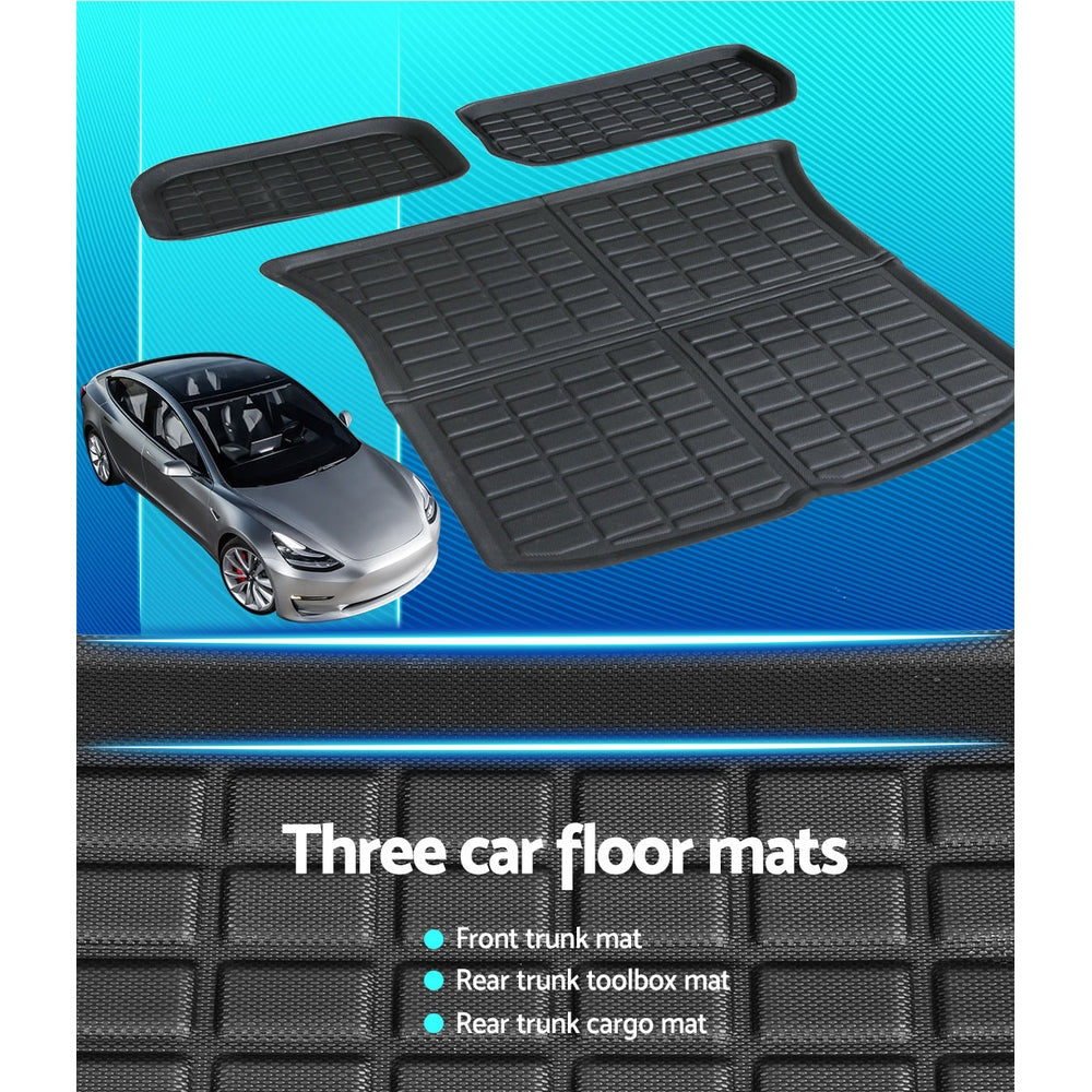 Model Y 2021-2024 Rear Front Cargo Trunk Mat Set Black