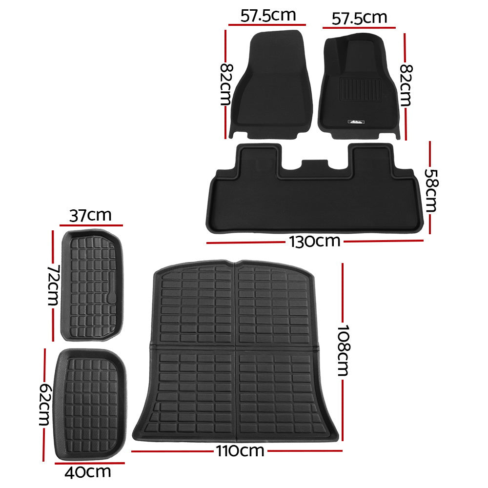Weisshorn Tesla Model Y 2021-2023 Rubber Floor and Cargo Mats Black