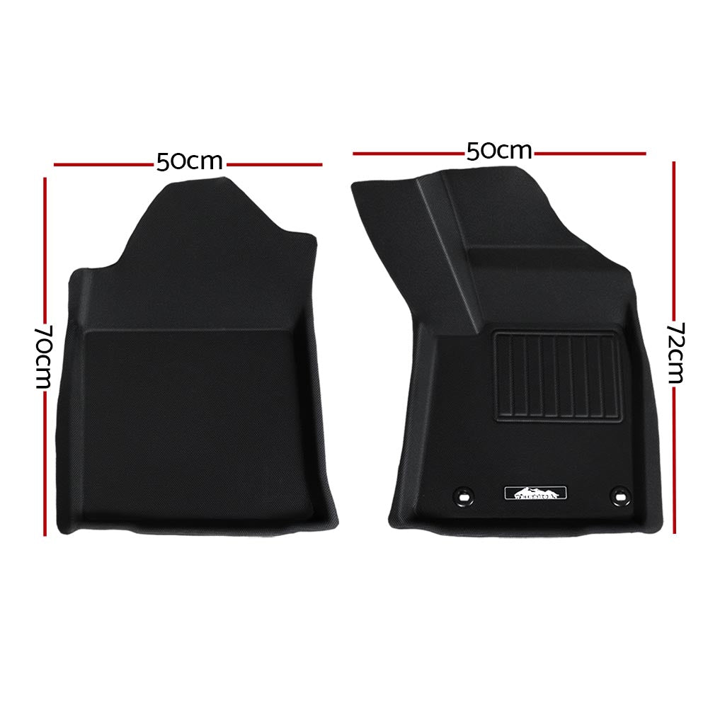Weisshorn Toyota Hilux Dual Cab Rubber Floor Mats 2015-2022 Black