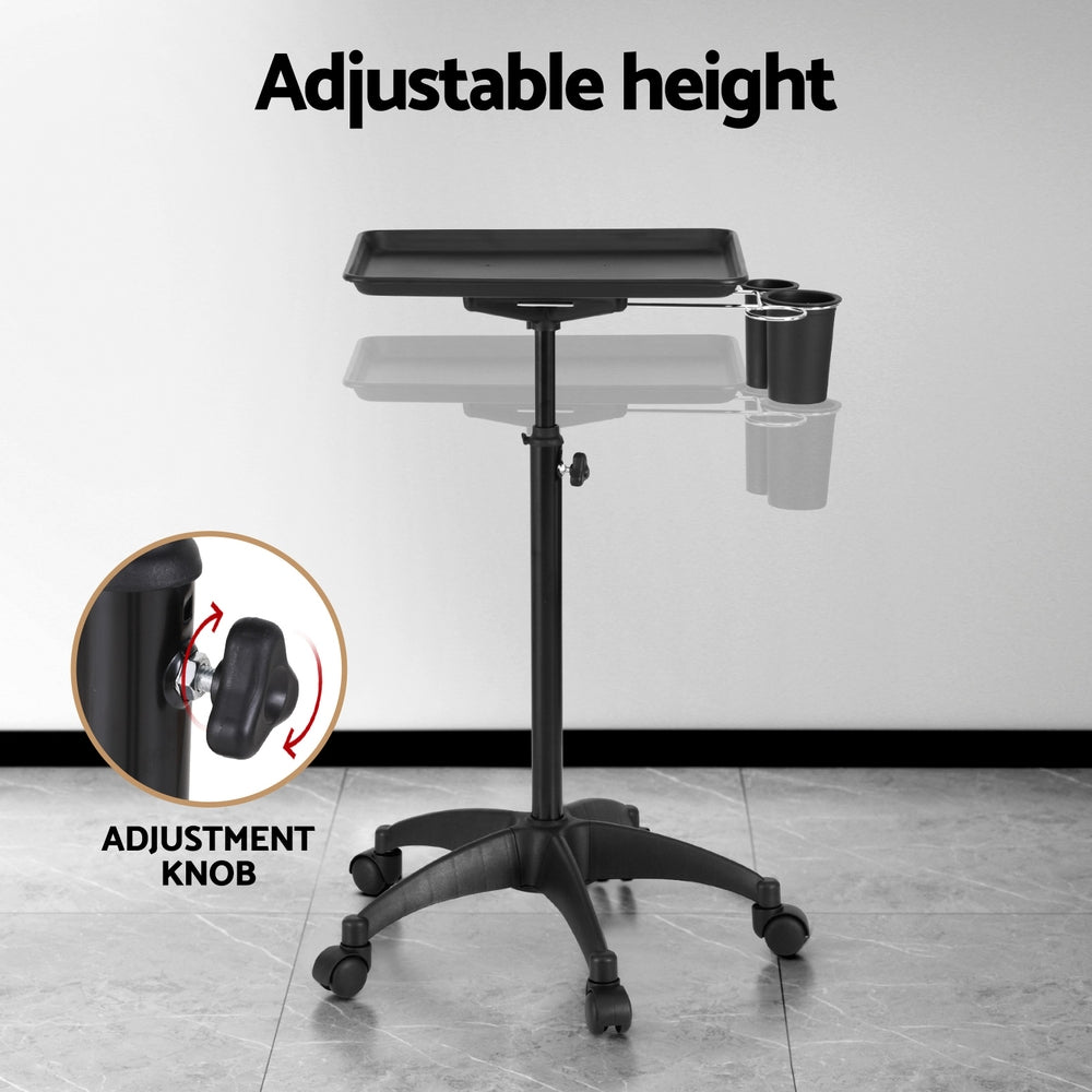 Embellir Salon Trolley 5-Wheel Adjustable Black Hairdressing Cart