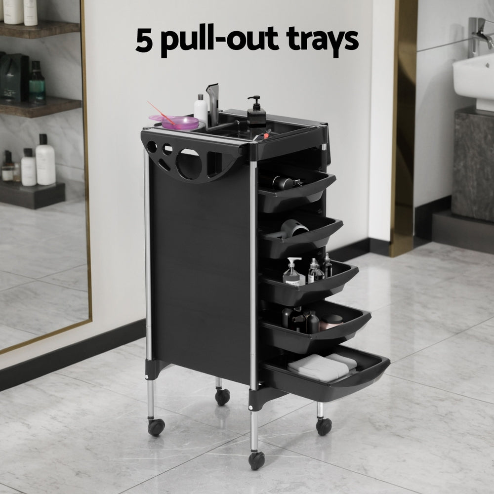 Embellir 6-Tier Salon Trolley Cart Hairdressing Storage Black