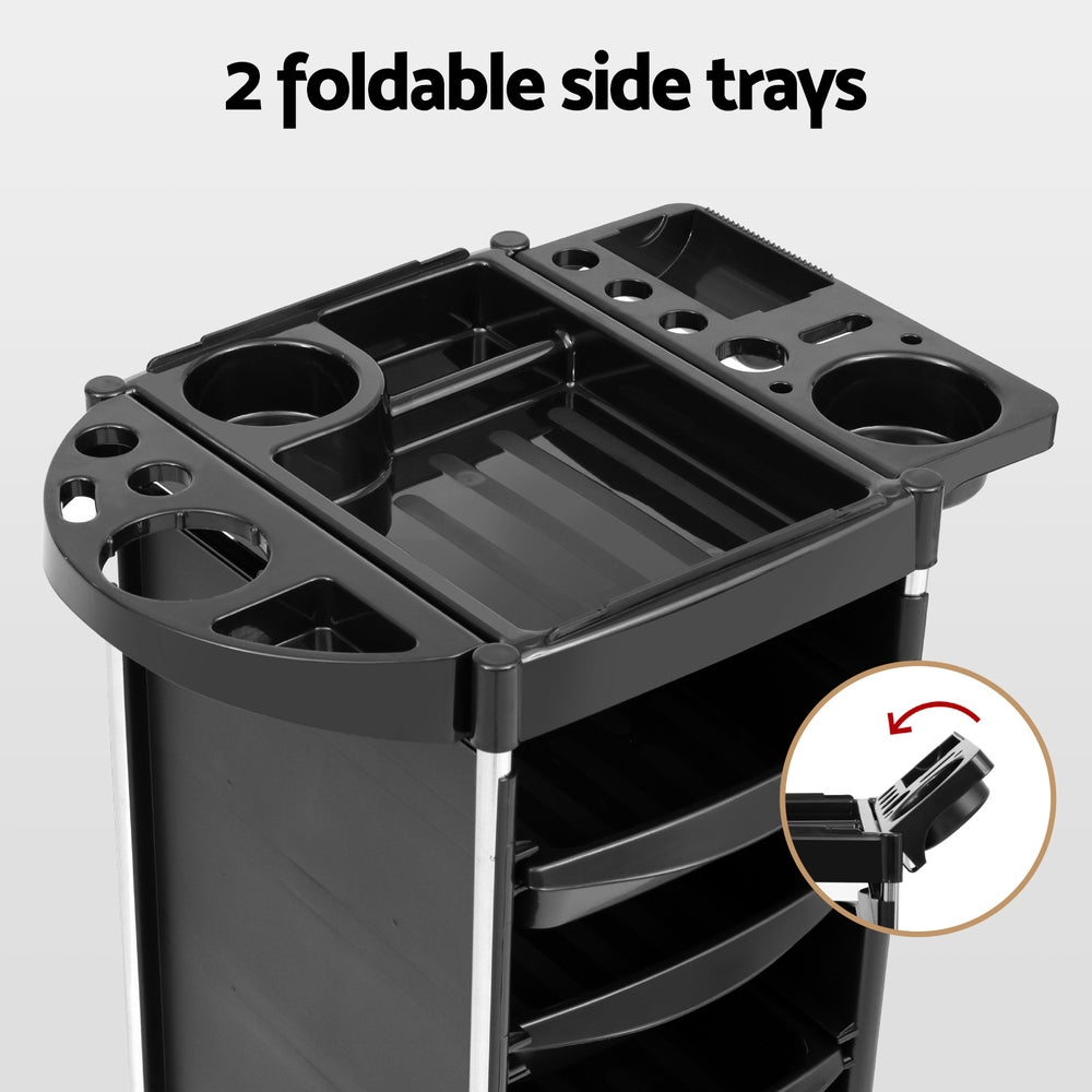 Embellir 6-Tier Salon Trolley Cart Hairdressing Storage Black