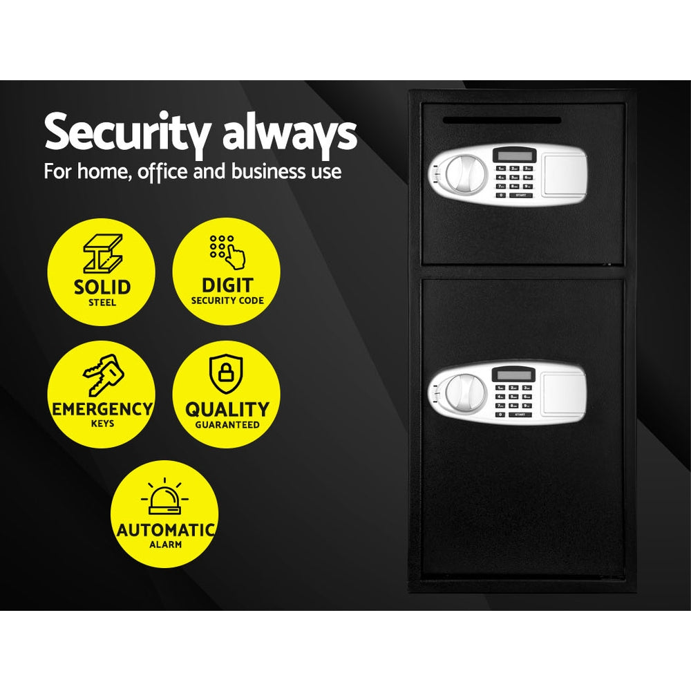 UL-TECH Double Door Security Safe Box Digital Keypad Black