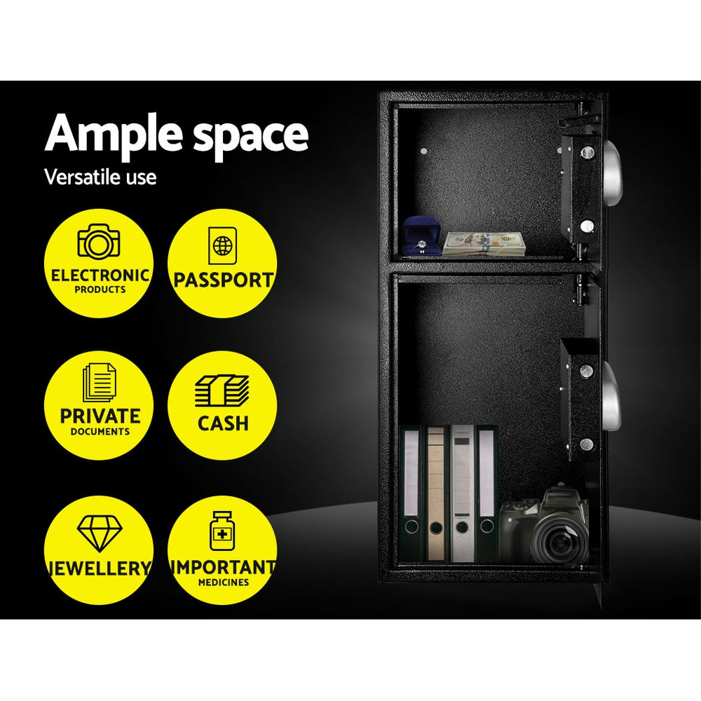 UL-TECH Double Door Security Safe Box Digital Keypad Black