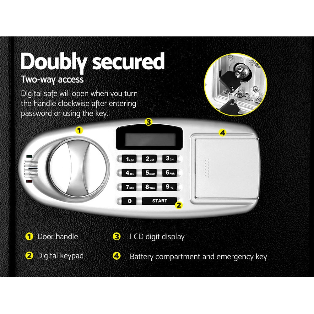 UL-TECH Double Door Security Safe Box Digital Keypad Black